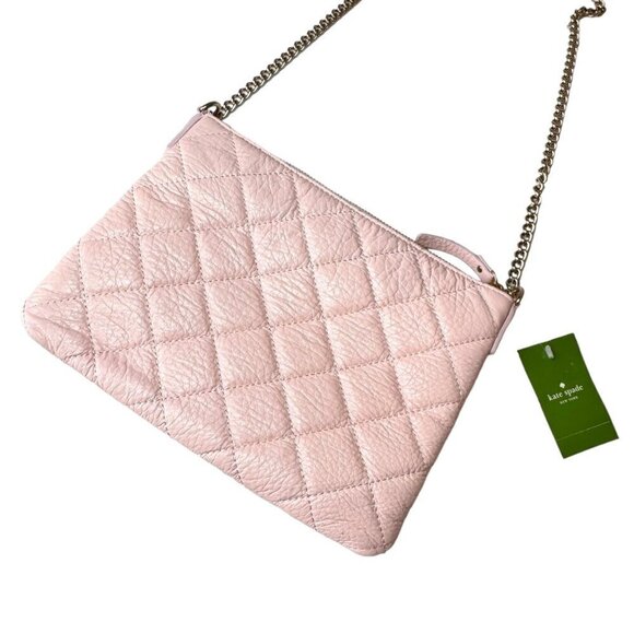 NWT Kate Spade Quilted Leather Shoulder Crossbody Bag Petal Pink Coquette Girly - Picture 9 of 13